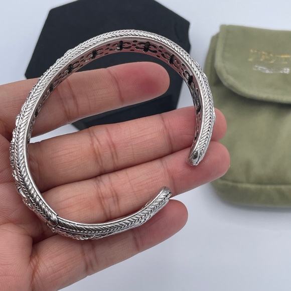 Judith Ripka Sterling Silver Diamonique Cuff Bracelet 925 CZ Rhodium Plated - Picture 7 of 10